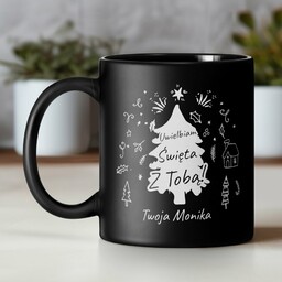 Kubek ceramiczny czarny matowy z grawerem dla chłopaka