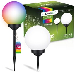 Lampa ogrodowa solarna wbijana kula 20cm RGB ATRIS