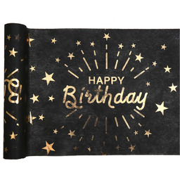 Dekoracja bieżnik na stół Happy Birthday czarny -