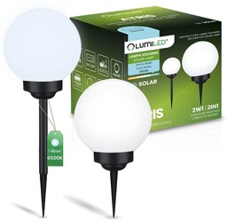 Lampa ogrodowa solarna 20cm ATRIS wbijana kula biała