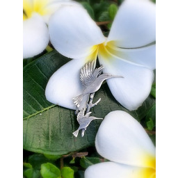 Broszka srebrna z ptaszkami - Dwa kolibry