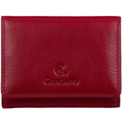 Mały czerwony portfel damski Canaletto ze skóry licowej
