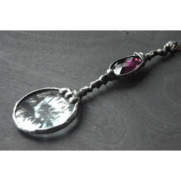 Ametystowa długa - wisior lupa na łańcuszku