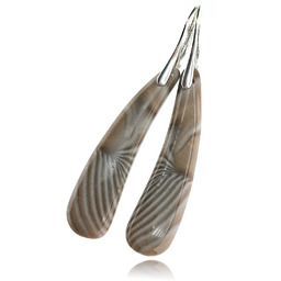 Naturalny Krzemień Pasiasty Kolczyki Srebro Unikat