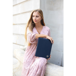 Granatowy Beltimore luksusowy męski biwuar aktówka teczka A5
