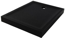 Czarny brodzik prysznicowy prostokątny 70x90 cm struktura kamienia