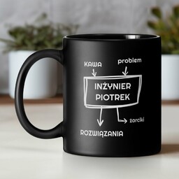 Kubek ceramiczny czarny matowy z grawerem dla inżyniera