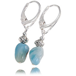 Naturalny Larimar Piękne Kolczyki Srebro