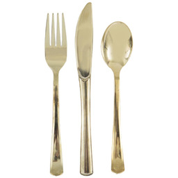 Sztućce plastikowe złote - 18 szt.