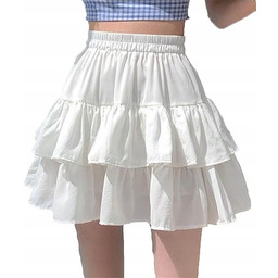 Mini Spódniczka Spódnica Dwuwarstwowa Damska Z Wysokim Stanem