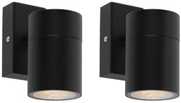 Zestaw 2 lamp ściennych zewnętrznych czarny ze stali
