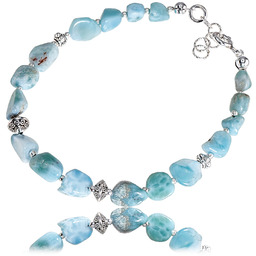 Naturalny Larimar Przepiękna Bransoletka Srebro