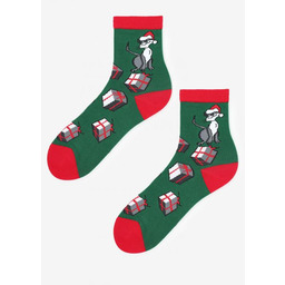 Skarpetki damskie z kotem i prezentami SL Santacat