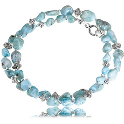 Naturalny Larimar Przepiękny Naszyjnik Srebro