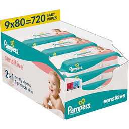 Pampers Sensitive Chusteczki Nawilżane Dla Dzieci, 9x80 =