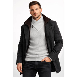 Sweter męski z kominem jasno-szary Recea