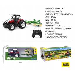 Traktor Czerwony R/c Z Pługiem