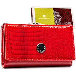 Portfel damski ze skóry naturalnej w czerwonym kolorze