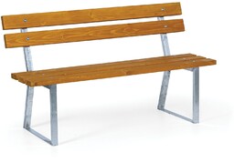 Ławka parkowa STANDARD z oparciem, ocynkowana, 1500 mm,