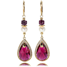 Naturalny Rubin Prawdziwe Perły Kryształy Oryginalne Kolczyki Encante