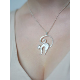 Zawieszka srebrna - Kot Teofil biały