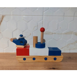 Drewniany Statek z Klocków Helikopter