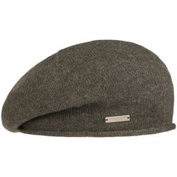 Beret Baskijski z Kaszmirem Lasuna by Seeberger, oliwkowy,