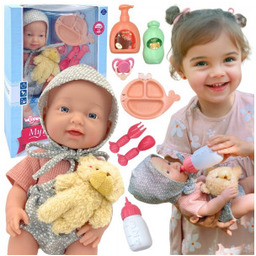 Lalka Bobas 36cm w Ubranku z Misiem Akcesoria