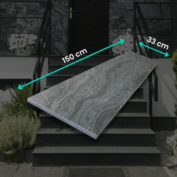 Stopnica kwarcytowa Silver Grey Leather 150x33x2 cm