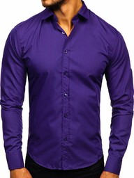 Koszula męska elegancka z długim rękawem fioletowa Bolf