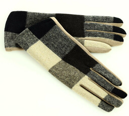 Rękawiczki damskie w kratę z bawełną - MARCO
