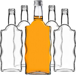 Szklana butelka na nalewkę Fala 500ml z srebrną
