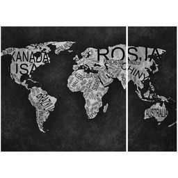 70x50cm World Map dwój obraz niesymetryczny