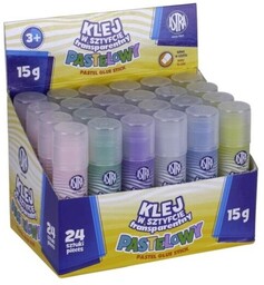 Klej w sztyfcie, transparenty pastelowy, 15 g, 24
