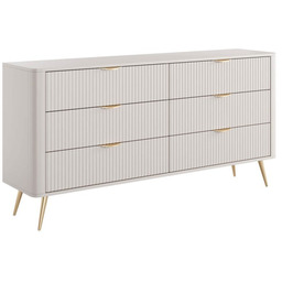 Komoda LANTE 6S 163cm Beżowy Złote nogi