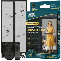 Moskitiera na drzwi balkonowe magnetyczna samozamykająca czarna 100x220cm