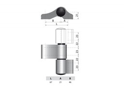 Zawias WALA WX 80104564 2-skrzydełkowy niesymetryczny L=67 kolor