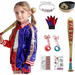 Kostium Strój Przebranie Harley Quinn Zestaw Kurtka Koszulka