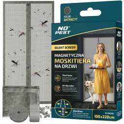 Moskitiera na drzwi balkonowe magnetyczna samozamykająca antracyt 100x220cm