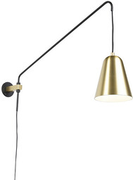 Lampa ścienna w stylu retro złota/mosiądz z kloszem