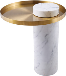 Stolik kawowy COLUMN marmurowy biało złoty 55 cm