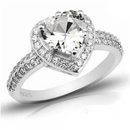 Pierścionek Srebrny z Diamentowym Sercem