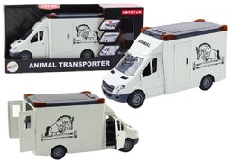 Białe Auto Światło Dźwięk Transporter Koni Otwierane Drzwi