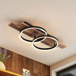 Lindby Lampa sufitowa LED Sentoa, drewno, 75 cm