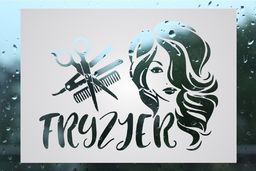 Naklejka fryzjerska mrożone szkło: kobieta