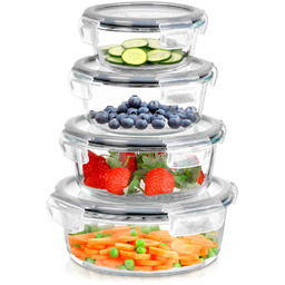 Pojemniki na żywność szklane z pokrywką i uszczelką