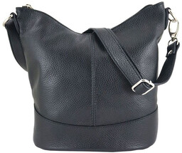 Modna torebka włoska skórzana - Czarna