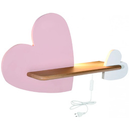 Lumes Różowo-biały kinkiet dziecięcy w kształcie 2 serc