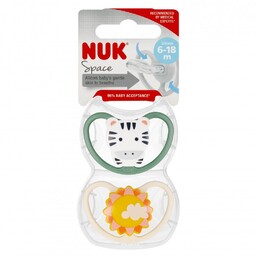 NUK Smoczek uspokajający silikonowy 6-18m Space Zebra 2