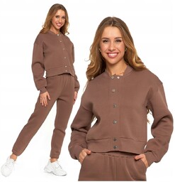 Elegancka Bluza Damska Bomberka Ocieplana Rozpinana na Napy